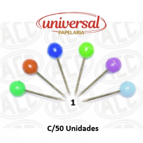 Alfinete Para Quadro de  Aviso Cor Única 50 Unidades