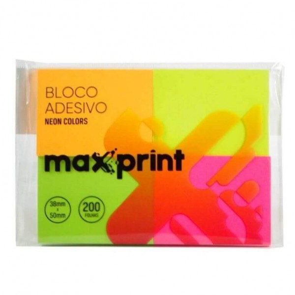Bloco Adesivo Neon 38x50  Maxprint
