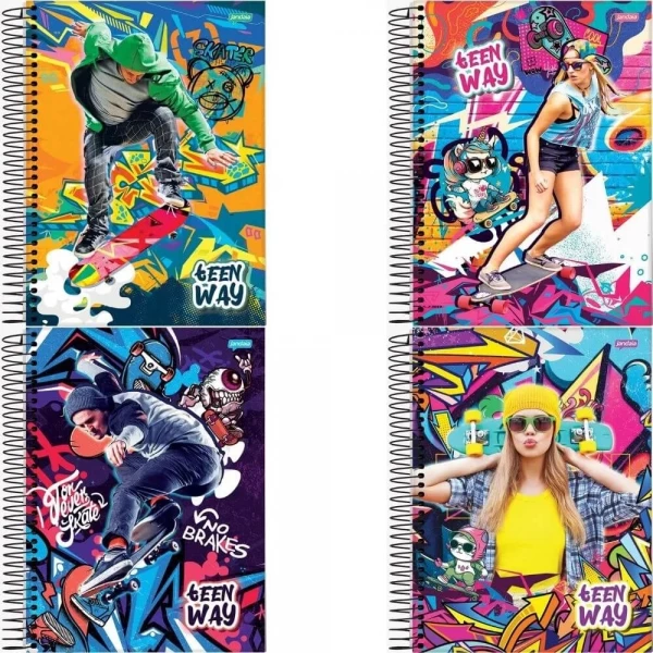 Caderno Universitário Teen Way Capa Dura 20 Matérias C/400 Folhas Jandaia 1 UN