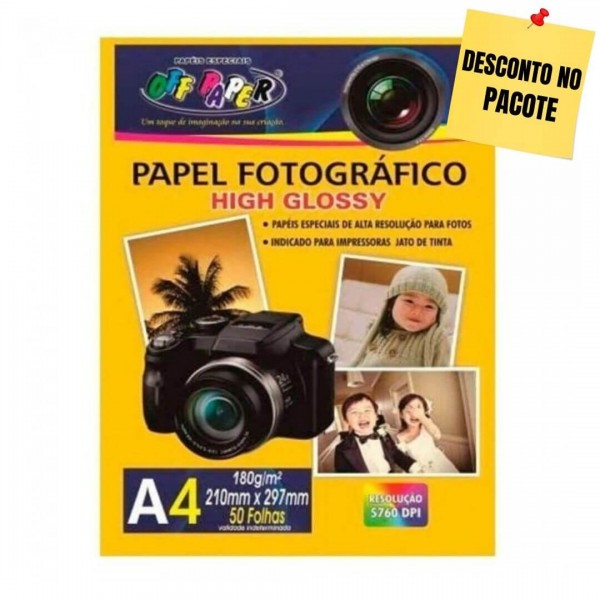 Papel Fotográfico High Glossy A4 180G Off Paper 1 Folha