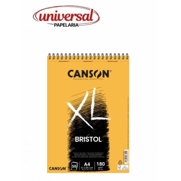 Bloco XL Bristol 180 g/m² A4  50 Folhas Espiral Canson