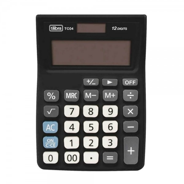 Calculadora de Bolso 12 Dígitos Grande TC04 Preta 1 UN