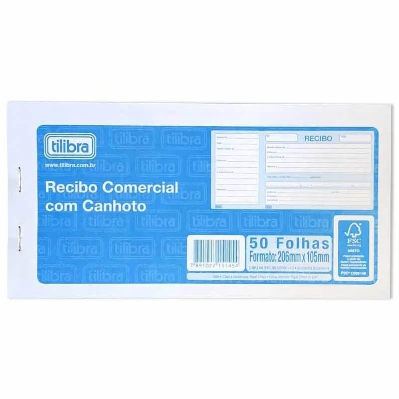 Recibo Comercial c/ Canhoto 50fls Tilibra
