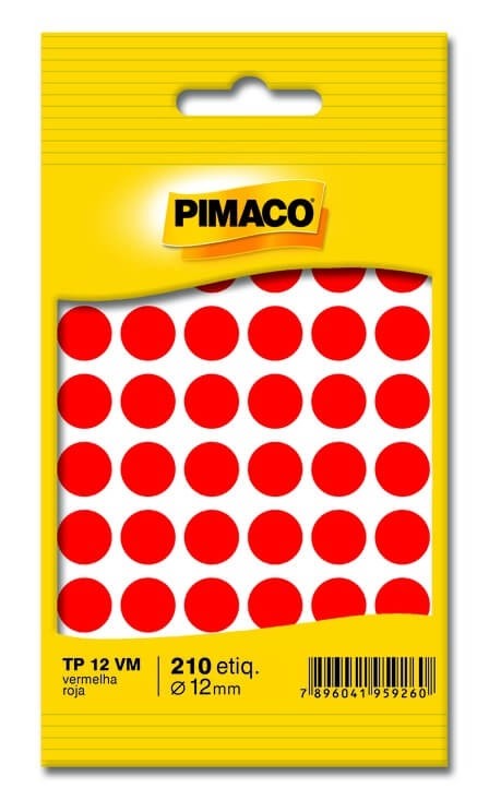 Etiqueta adesiva TP12 - vermelha - Pimaco