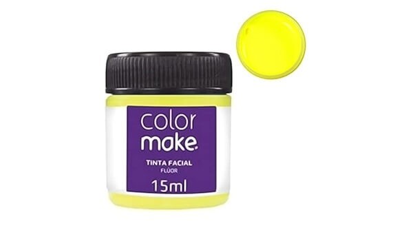 Tinta Facial Líquida Amarela Neon 15 ml ColorMake 1 UN