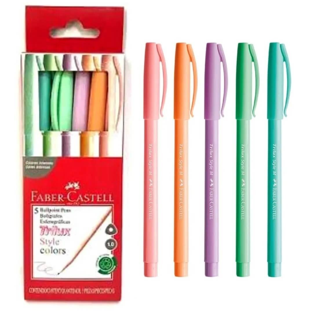 Caneta Esferográfica Trilux Style Colors Kit com 5 Unidades - Faber Castell