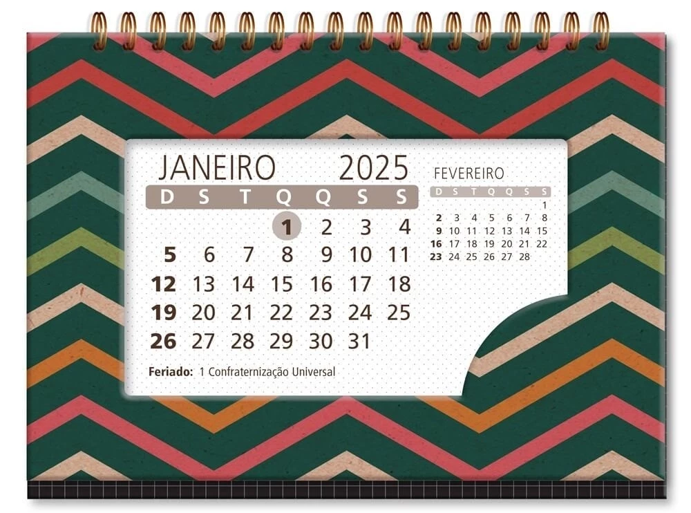 Calendário De Mesa 2025 Kraft Zigzag