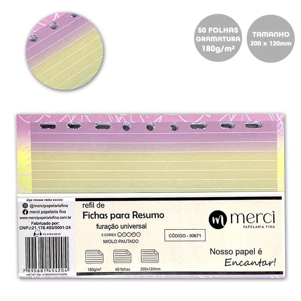 Refil Fichas P/ Resumo Pautado Gradient 50Fls 200x120mm 180g