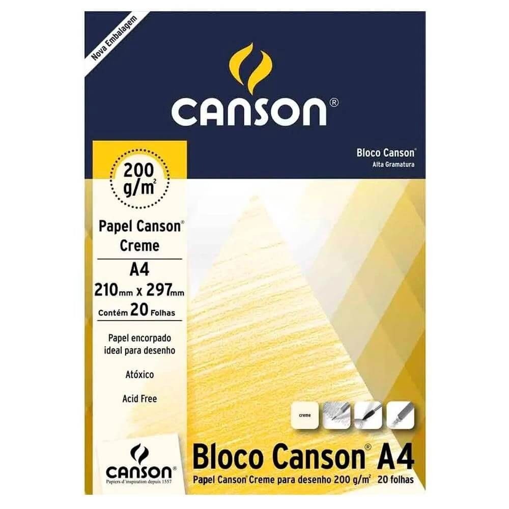 Bloco Desenho Canson Creme A4 200g/m² 20 Folhas