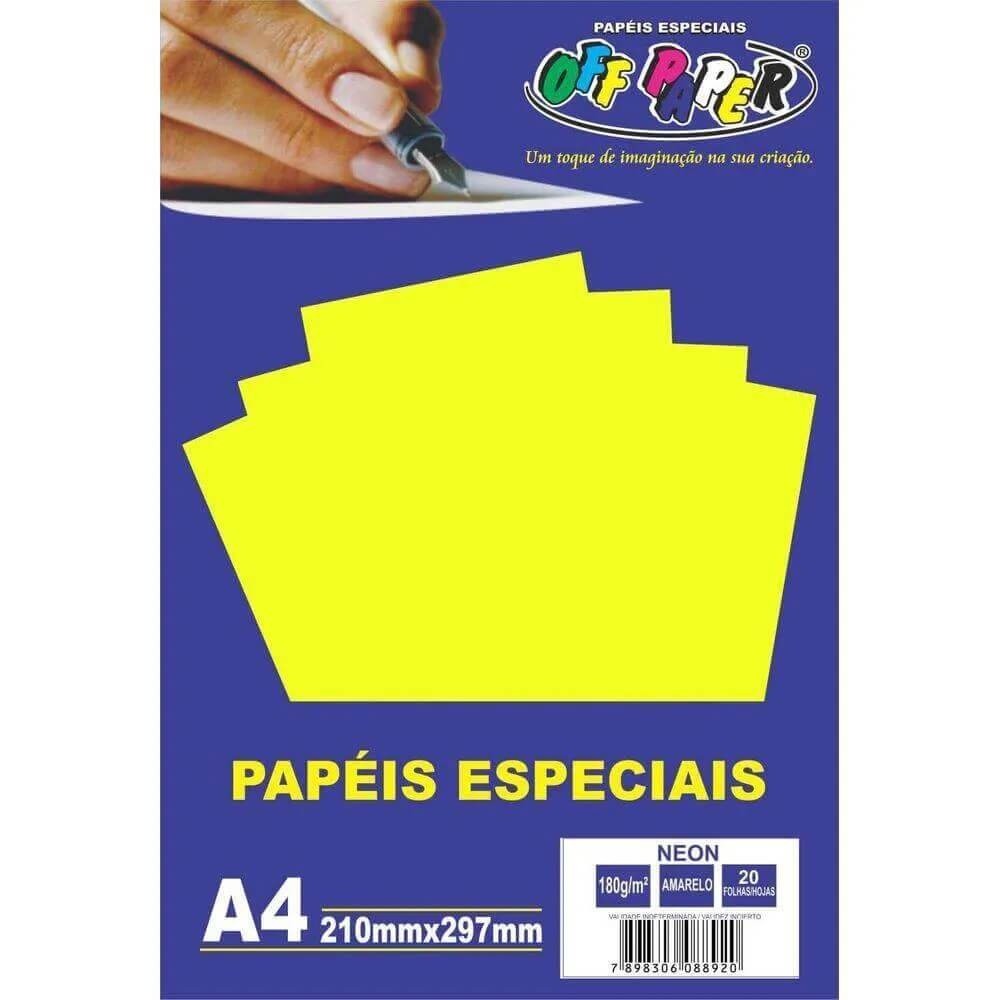 Papel Neon Amarelo A4 180g Off Paper 1 Folha