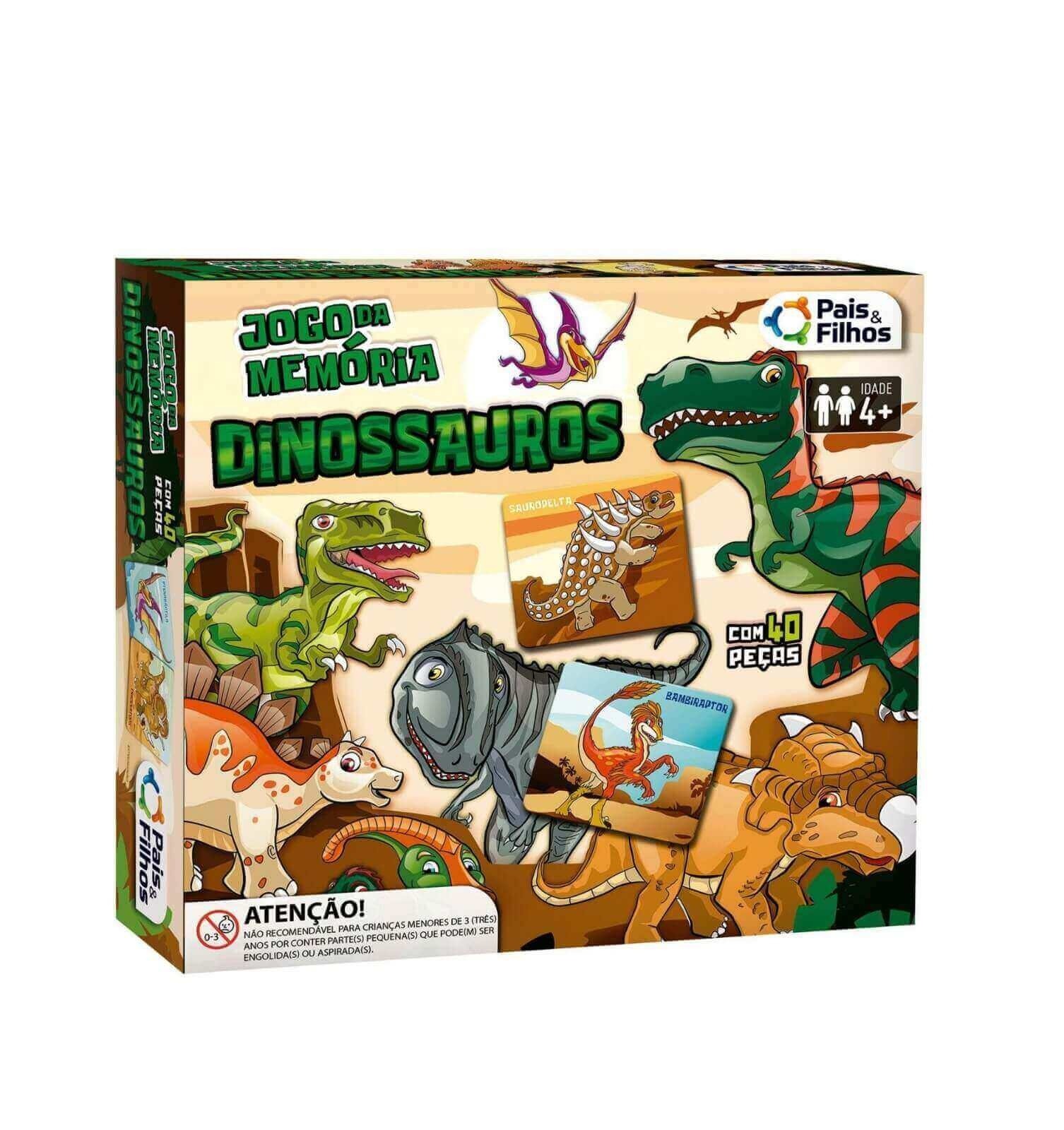 Jogo Da Memória Tema Dinossauros 40 Peças - Pais e Filhos