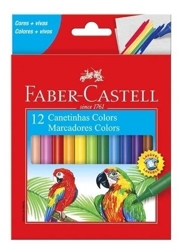 Canetinhas Lavável Hidrográfica Faber Castell C/12 Cores