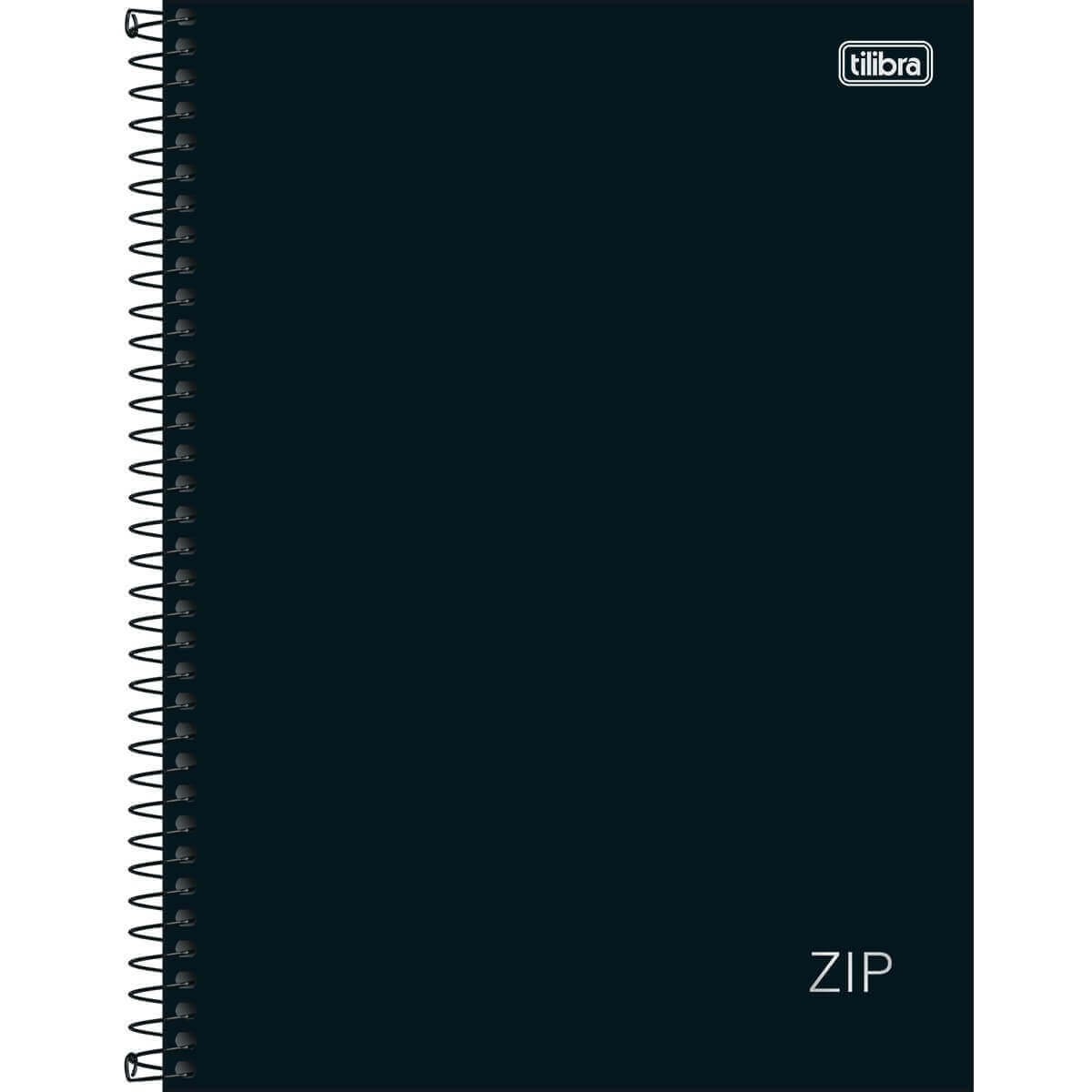 Caderno Espiral Capa Dura Universitário 1 Matéria Zip Preto 80 Folhas