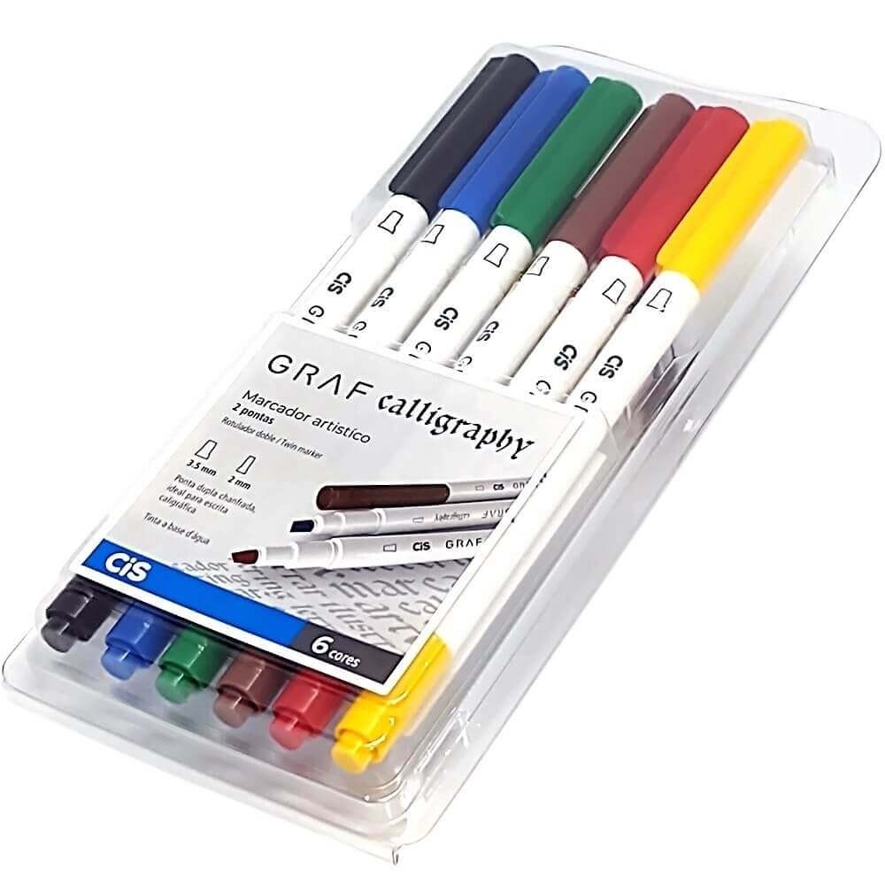 Caneta Artistica Graf Calligraphy Duo C/6 Cores Cis