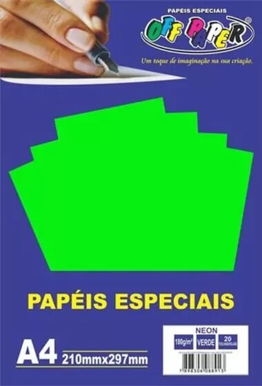 Papel Neon Verde A4 180g Off Paper 1 Folha