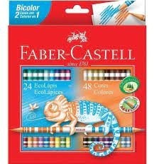 Lapis de Cor Ecolapis Bicolor 24 Lápis / 48 Cores - Faber-Castell