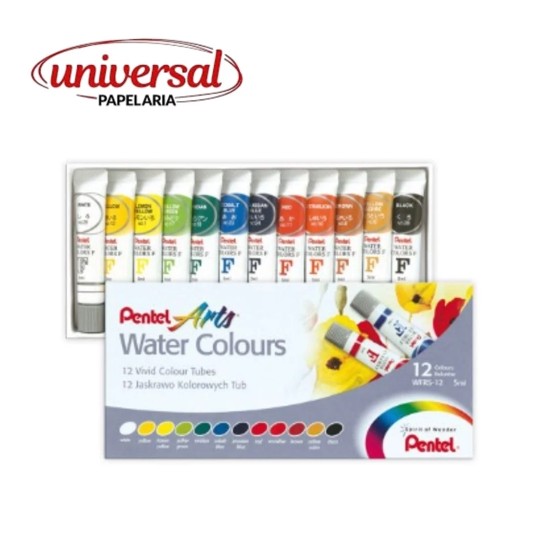 Aquarela Em Tubo Estojo C/12 Cores 5ml Ref.Wfrs-12 Pentel