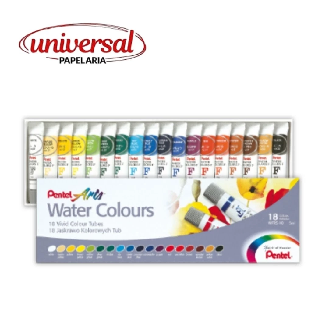 Aquarela Em Tubo Estojo Com 18 Cores 5Ml Pentel