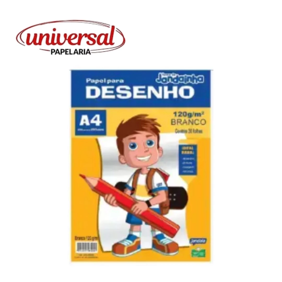 Bloco Desenho A4 120g/m² Branco 20 Folhas Jandaia