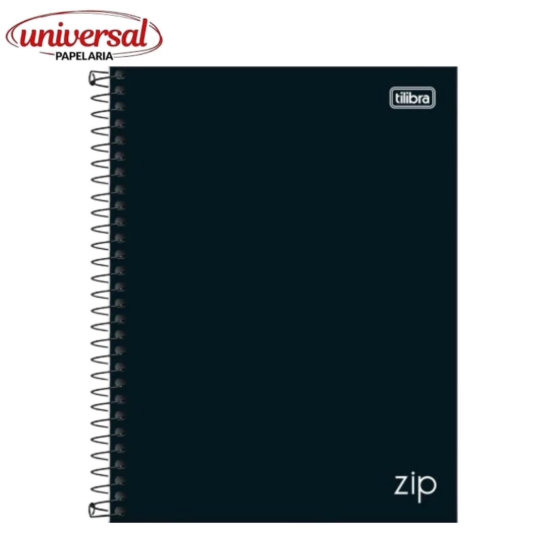 Caderno Espiral Capa Dura Universitário 20 Matérias Zip Preto 320 Folhas, Tilibra