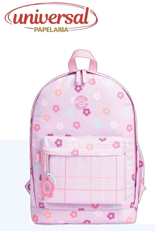 Mochila de Costas Académie Floral Rosa Tilibra