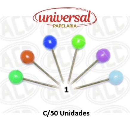 Alfinete Para Quadro de  Aviso Cor Única 50 Unidades
