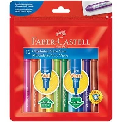 Canetinha Vai e Vem 12 cores Faber-Castell