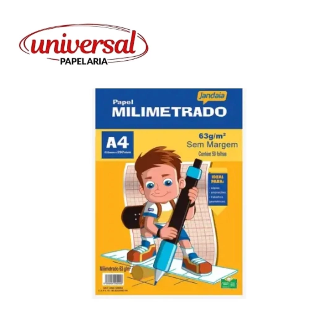 Bloco De Papel Milimetrado A4 Sem Margem c/ 50 Fls Jandaia
